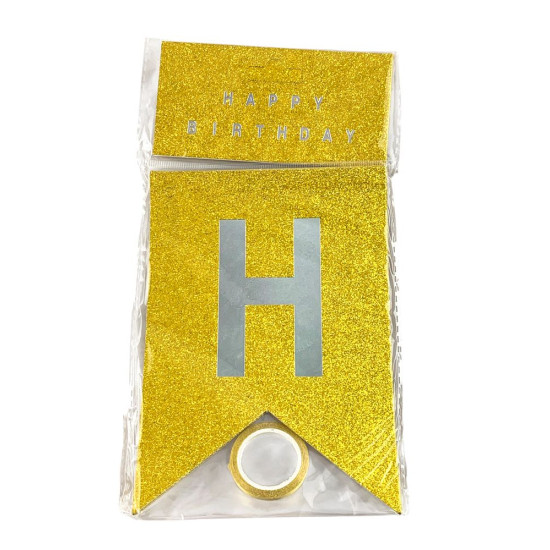 Гірлянда-прапорці Happy birthday 16.5 х 11.5см (10261 Gold)