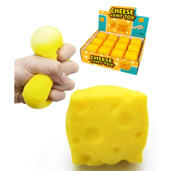 Сквіш антистресс Сир Кубик 5.5cm Жовтий, піна Жовтий Unison (712371-1)