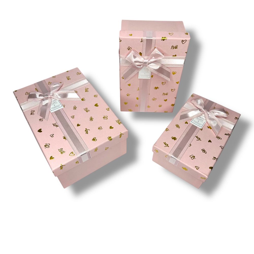 Набір коробок 3 шт прямокутні, 16 х 23 х 9,5см Рожевий Unison (098709 pink)