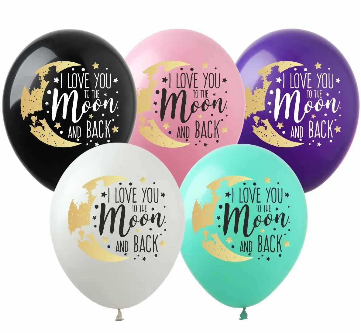 Кульки  латексні 12"(30сm)  "I Love you to the Moon and back"  мікс пастель 10шт Unison (823712)