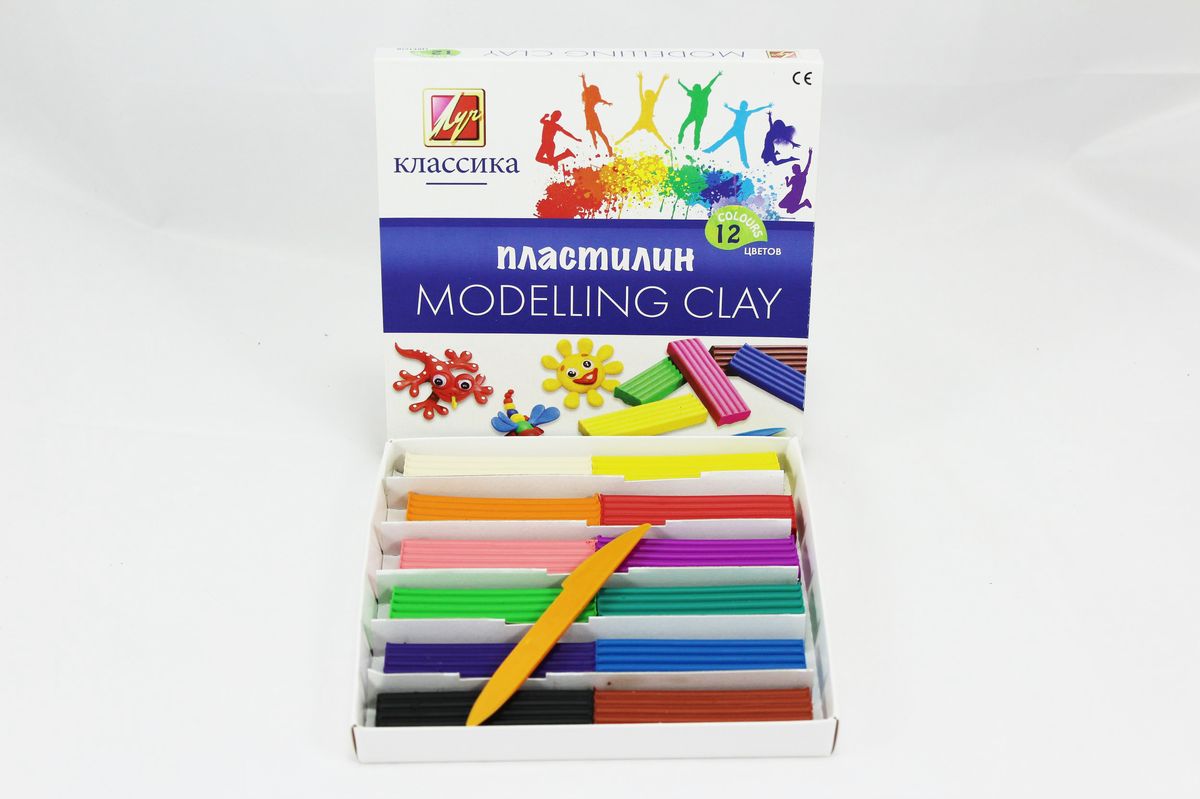 Пластилін "Луч" 12 кольорів, 240 гр., класика зі стеком Луч Україна (7C331-08)