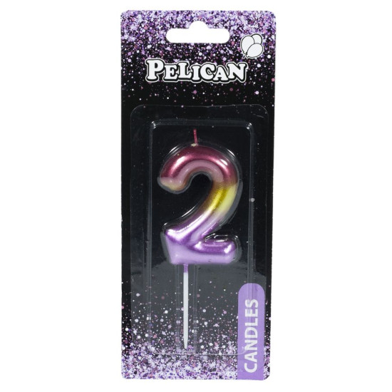 Свеча для торта Pelican "2" РАДУЖНАЯ 6 см Разноцветный Pelican (866062)