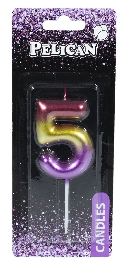 Свеча для торта Pelican "5" РАДУЖНАЯ 6 см Разноцветный Pelican (866065)