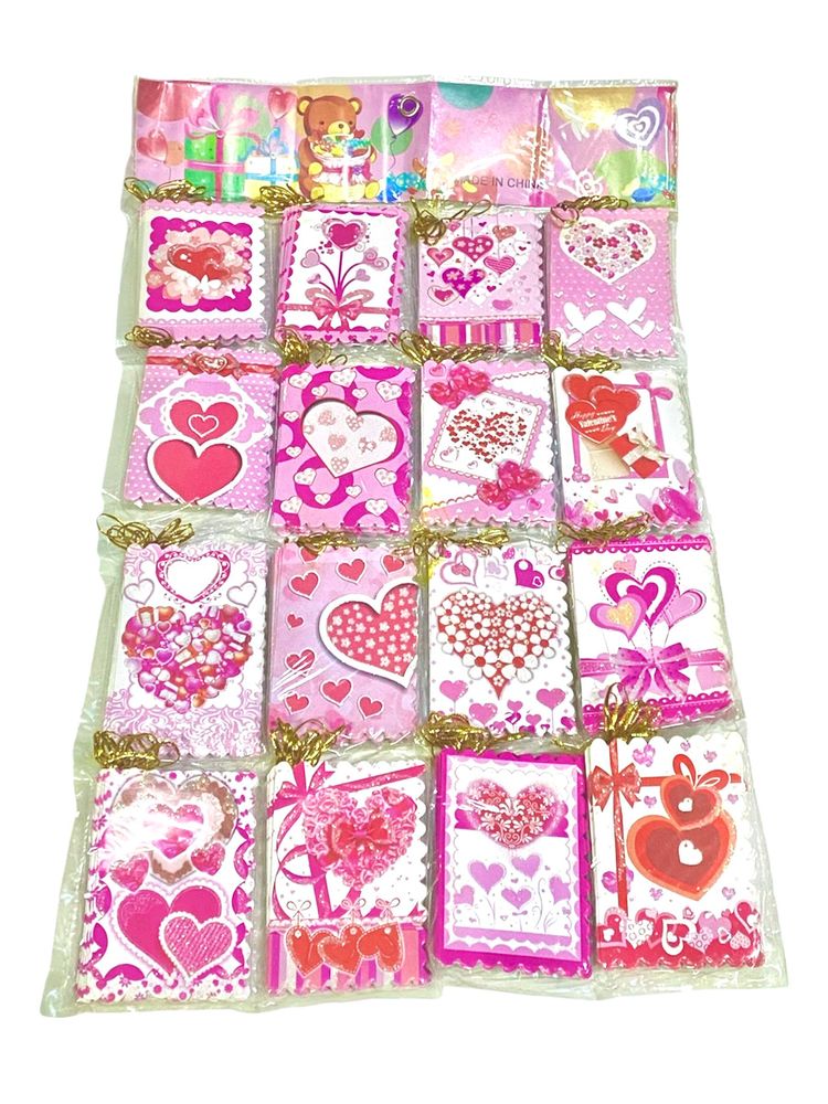 Открытки "Сердечки" 9,5 х 6,7см 160шт/уп (525-2)