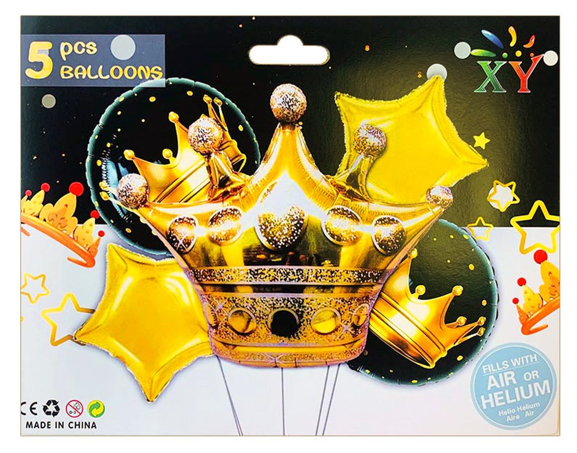 Набор из 5 шариков, Корона золотая 836933 Разноцветный Pelican (836933/10111)