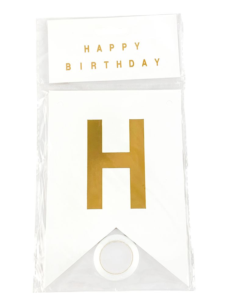 Гирлянда-флажки Happy birthday 16,5 х 11,5см (10262 White)