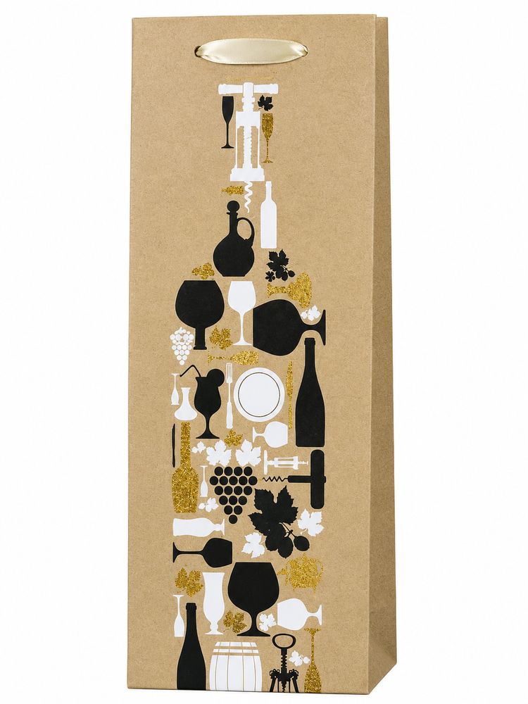 Пакет подарочный под бутылку 4 дизайнів, 210g , 12,8x36x8,4см Разноцветный Unison (HL-908-1)