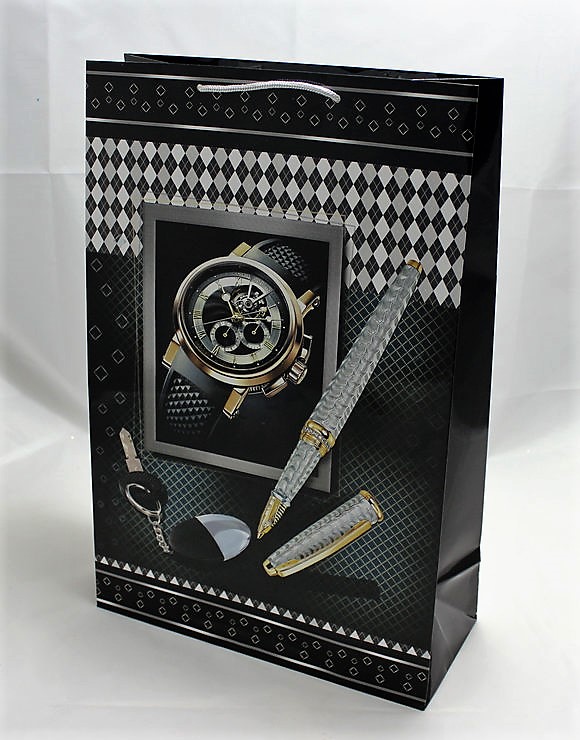 Пакет подарочный мужская серия 150гр, 30 х 47 х 12см Unison (PVM304712M)