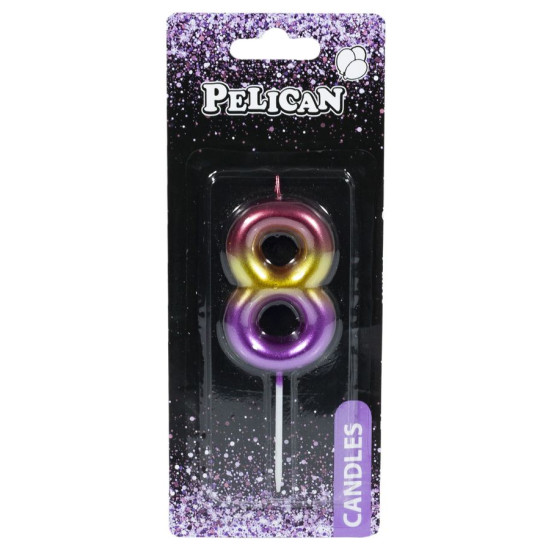 Свеча для торта Pelican "8" РАДУЖНАЯ 6 см Разноцветный Pelican (866068)