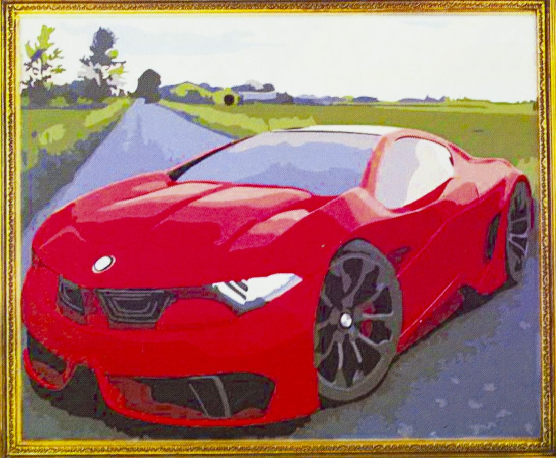 Холст-розмальовка під номерами "Авто" 40х50см, з набором форб і пензликами 2шт, з рамкою. (577RSB_B)