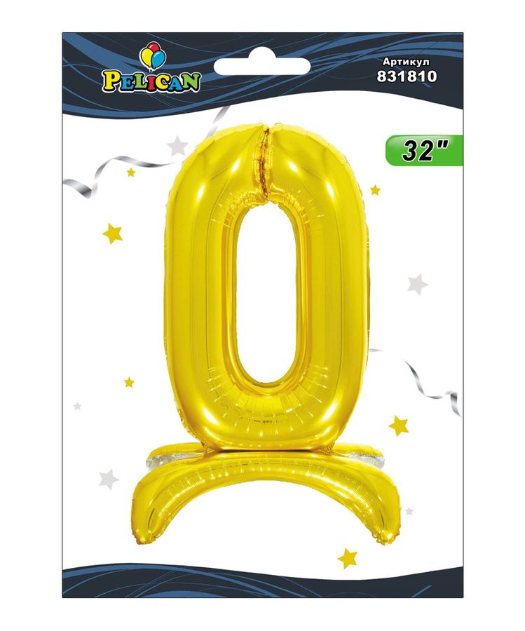 Цифра фольгована на підставці Pelican "0" золото 80см Золотий Pelican (831810)