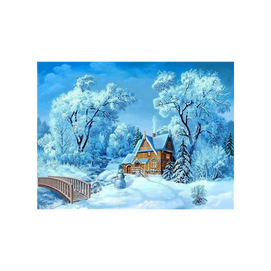 Картина за номерами "Зима"40 * 50см, крас.-акрил, пензлик-3шт. (без фарби) Блакитний Unison (RA3774)