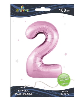 Цифра фольгована Pelican, "2" рожева 100см Рожевий Pelican (831072)