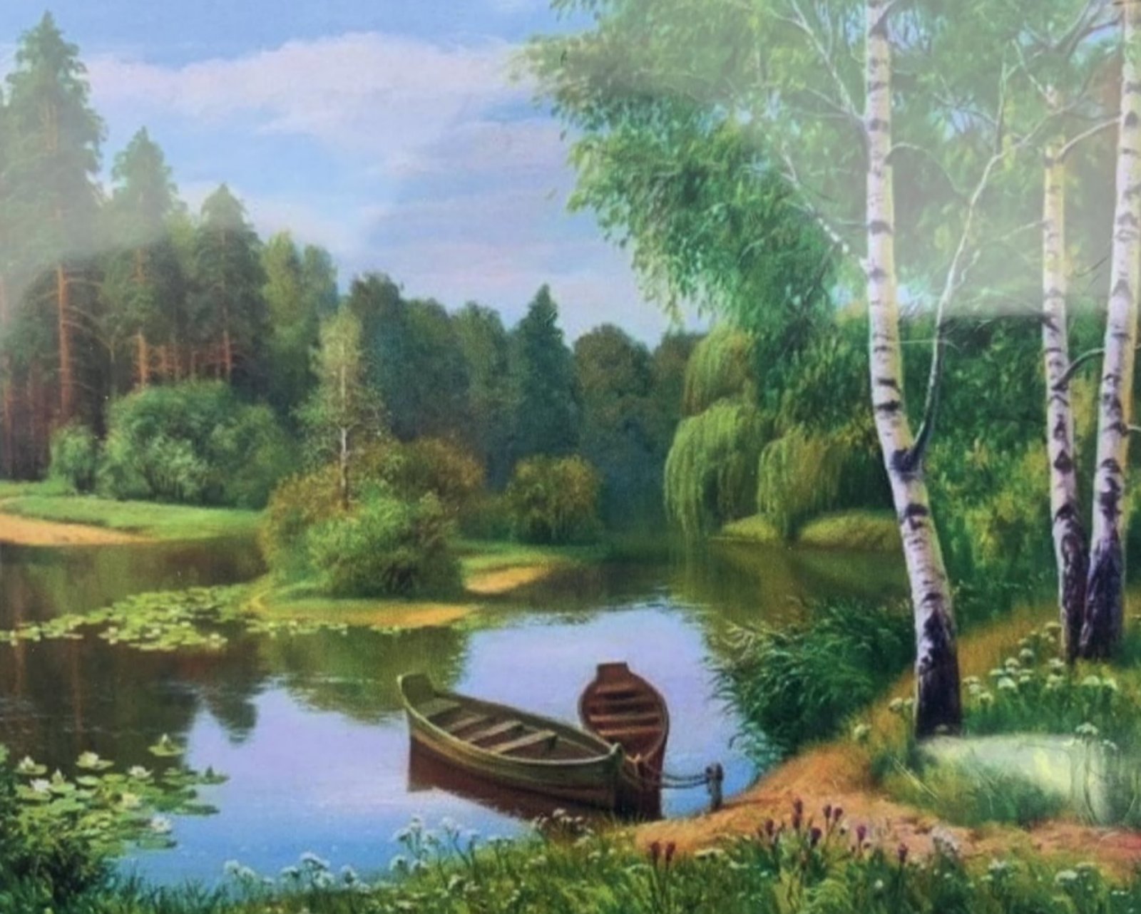 Картина по номерам 30*40см  "Лесная река" OPP (холст на раме краск. кисти. ) (1290EKTL_O)