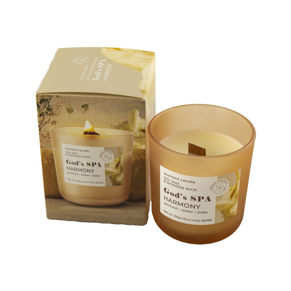Свеча ароматическая "God's SPA Harmony" 35часов, 150г, 8,7 х 8см (парафин) Бежевый Bartek Candles (80491)