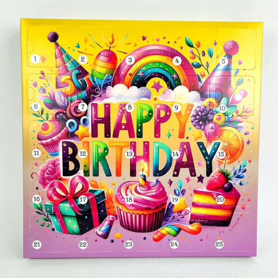 Коробка "Адвент календар" HAPPY BIRTHDAY на 25 днів 36 х 36 х 5см (AK -6)