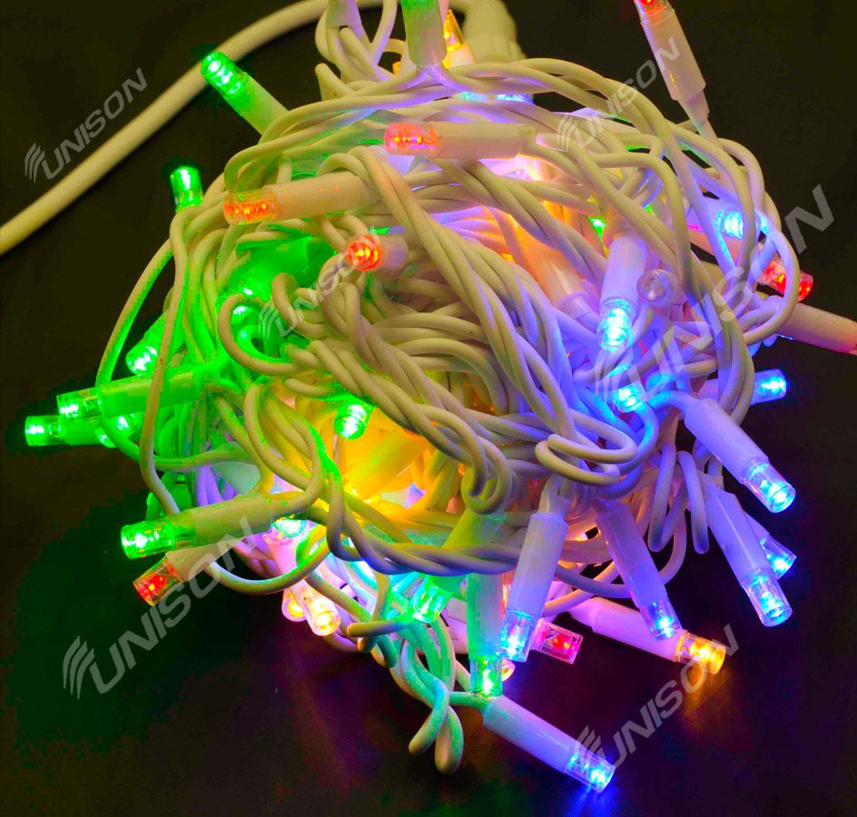 Уличная 100 LED, 10м, белый провод 3,3мм, цветная (1432-54)