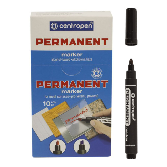 Маркер Permanent 2,5 мм круглий чорний CENTROPEN Чорний Centropen (8566)