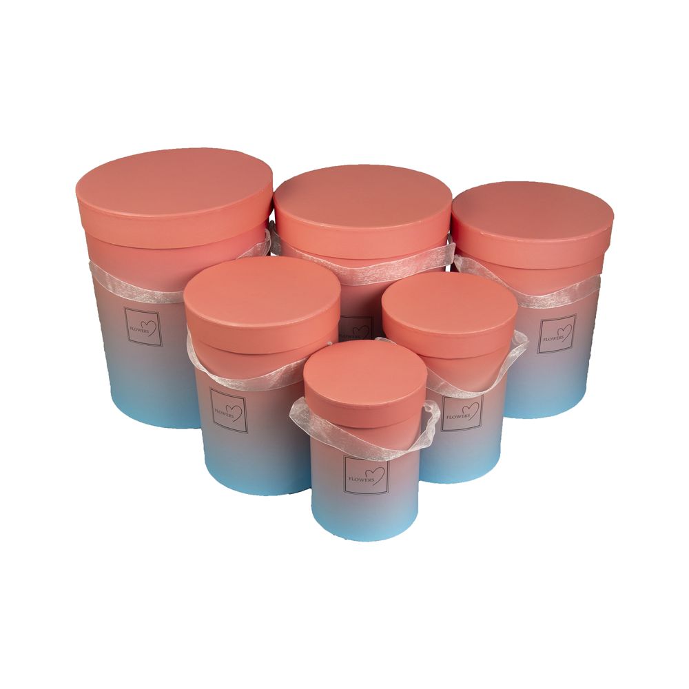 Коробка подарункова кругла в наборі  6шт (21 х25,5cм - 11 х 15,5cм) Unison (W5957)