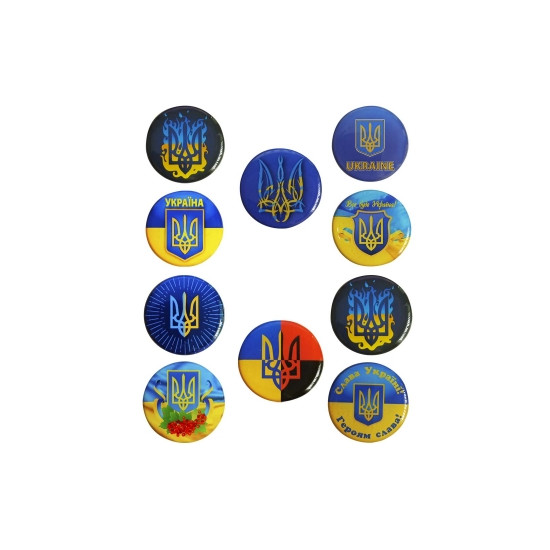 Наклейка об'ємна 3D мікс №53 "Герб України" діаметр 35мм (ціна за 1шт) (783353)