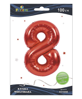 Цифра фольгована Pelican, "8" червона 100см Червоний Pelican (831048)