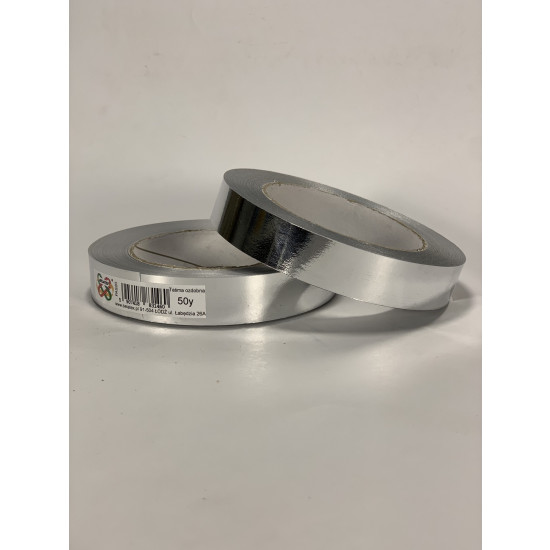 Лента пластиковая 2см, 50 ярд,  серебрянная металлизированная , BELATEX (MET20-silver)