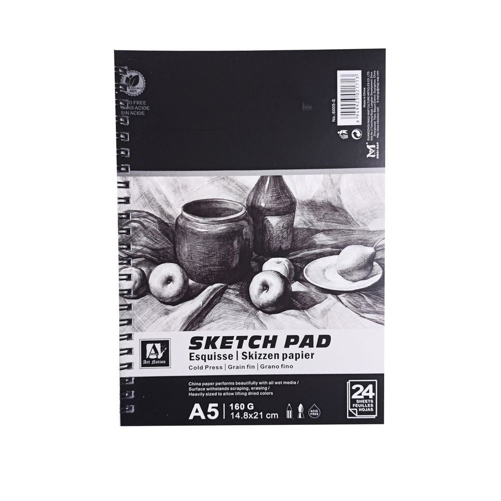 Скетчбук Art Nation А5 24 страницы 160 г/кв.м Черный Без бренда (6005-S)