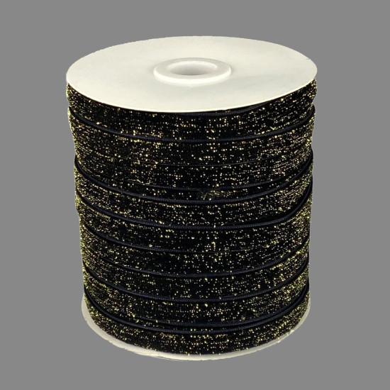 Бархатная лента блестящая 1,0 см х  50 ярдов Черный Marill (D16710- C 138)