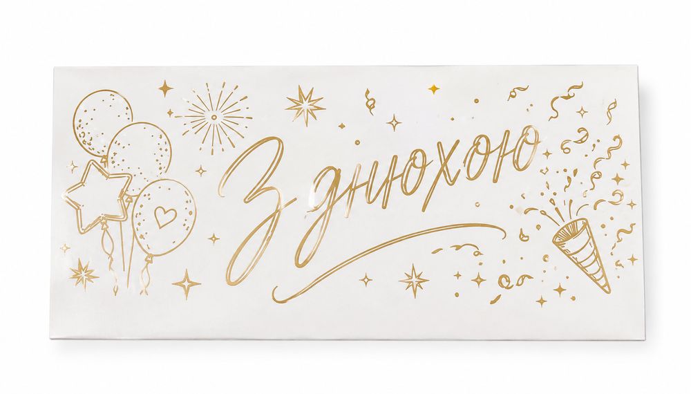 Конверт для грошей подарунковий білий з написом Білий Unison (КМД - white with inscrip)