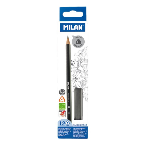 Олівець ч/гр, трикутний НВTM "MILAN2 12шт., D2,0mm (071230112)