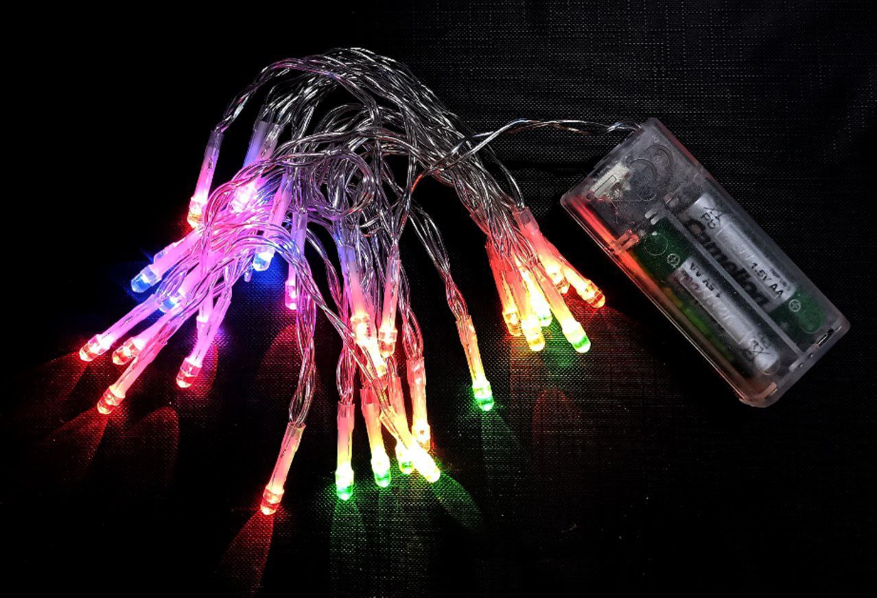 Гирлянда 30 LED 3м на батарейках, мульти Разноцветный Без бренда (1103-54)