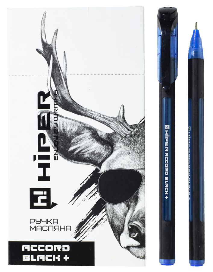 Ручка масляная Hiper Accord Black   HO-550B (HO-550B blue)