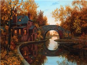 Картина по номерам "Осенний пейзаж" 40*50см,крас.-акрил,кисть-3шт. (8257)