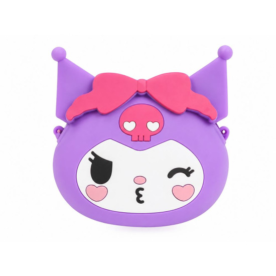 Сумочка силиконовая "Зайка Kuromi-голова" с длинной ручкой 15 х 14см Случайный Unison (812-10)
