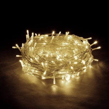 100 LED,  білий  теплий(прозорий провід) (1110-07)