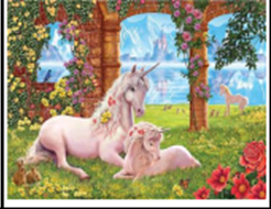 Картина по номерам "Единорог и Единорожка" 40*50см,крас.-акрил,к (3383)