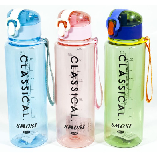 Бутылка для воды "Classical" 800мл, прозрачная, с петлей (6186)