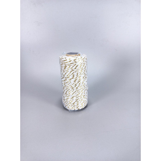 Бечевка  бело-золотая  2мм х 100м декоративная Золотой Unison (D03102 -white gold)