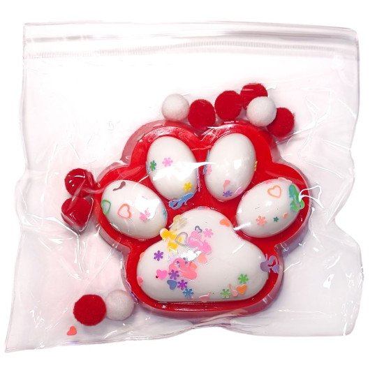 Таба лапка новогодняя 12см сквиш антистресс (712293 red-white)