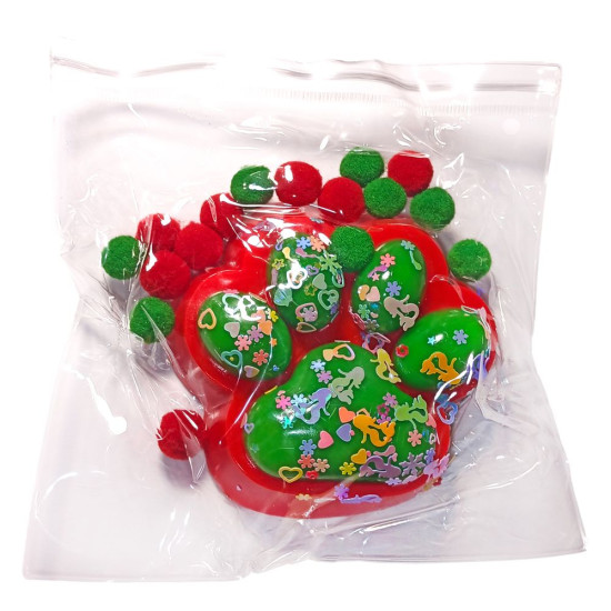 Таба лапка новогодняя 12см сквиш антистресс (712293 red-green)