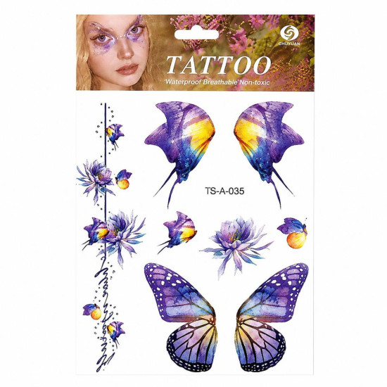 Наклейки тату, 11 х 16см, цветные (TS-003)