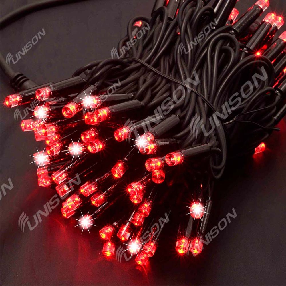 Уличная + FLASH 100 LED, 10м, черный провод 3,3мм, красный Красный Unison (1431-050)