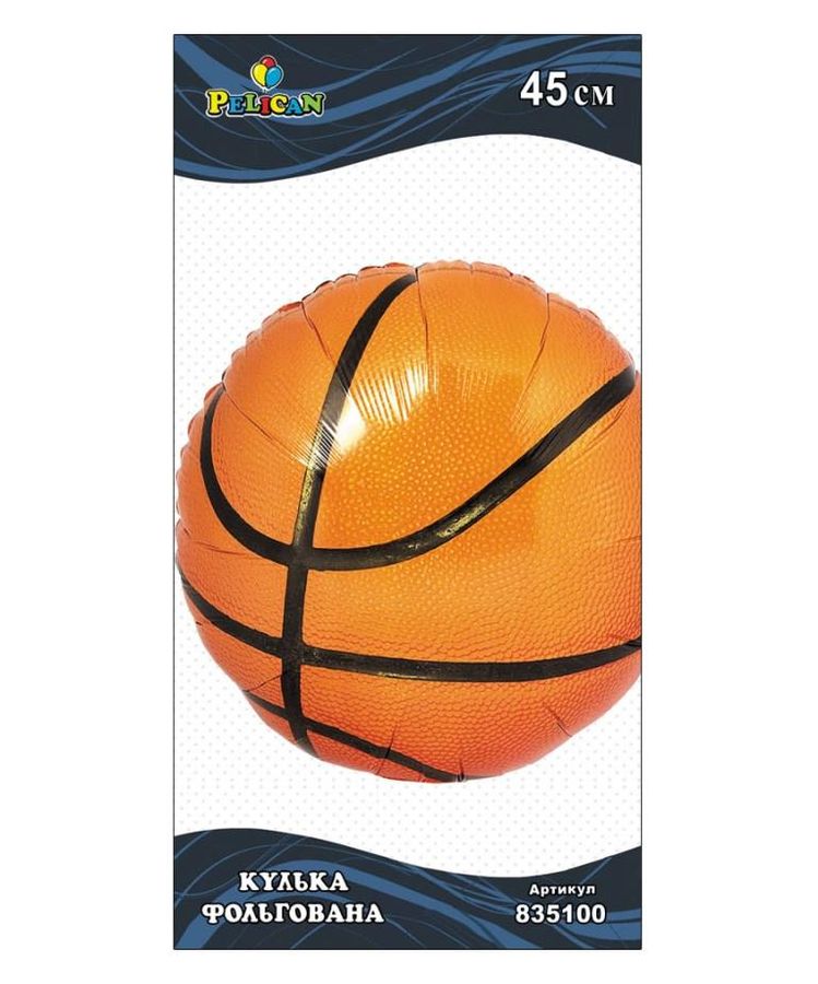 Кулька фольгована Pelican, баскетбольний м'яч, 45см Помаранчевий Pelican (835100)