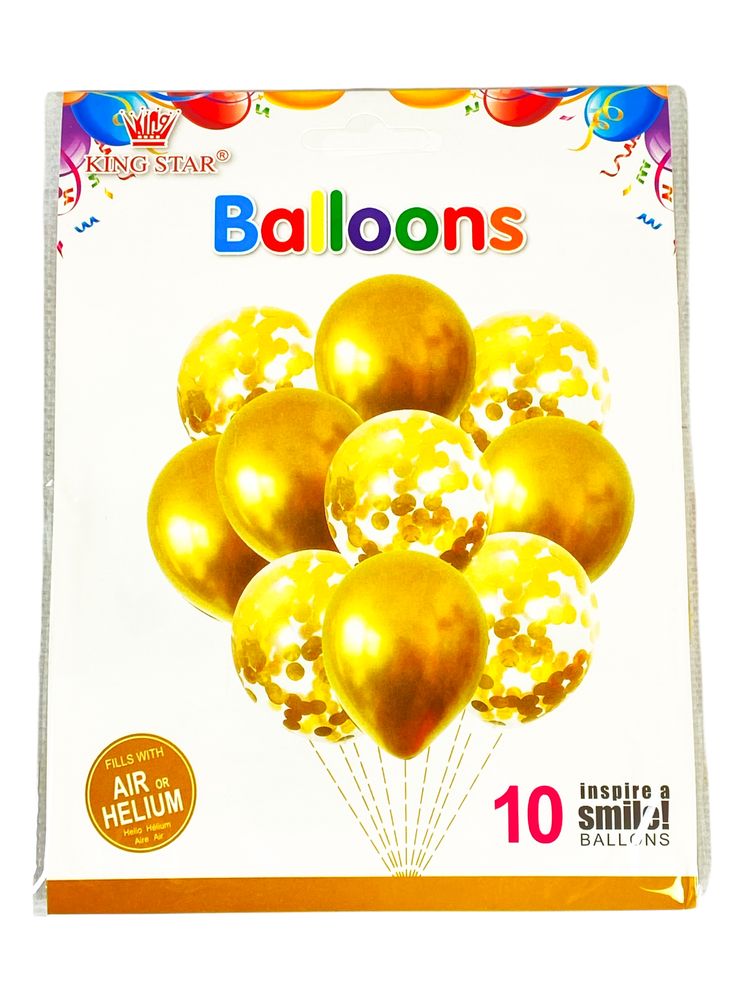 Набір з 10 кульок, мікс кольорів (QQTZ-14- gold)