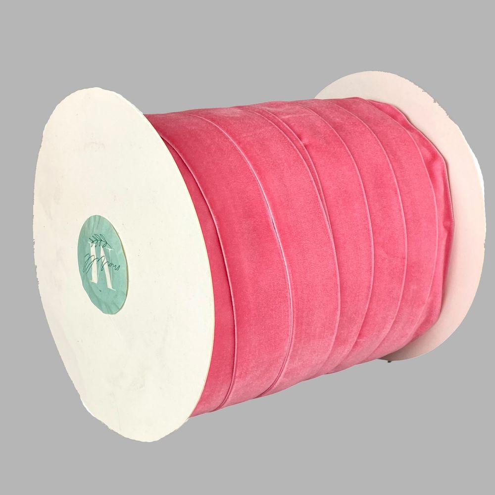 Оксамитова стрічка 2,5 см х 50 ярдів Рожевий Marill (D00825- 07)