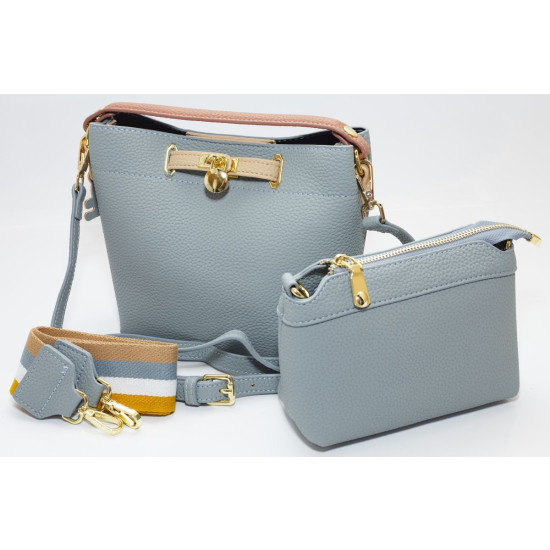 Сумка жіноча блакитна 18х22 + косметичка 12х20см екошкіра (P102  light blue)