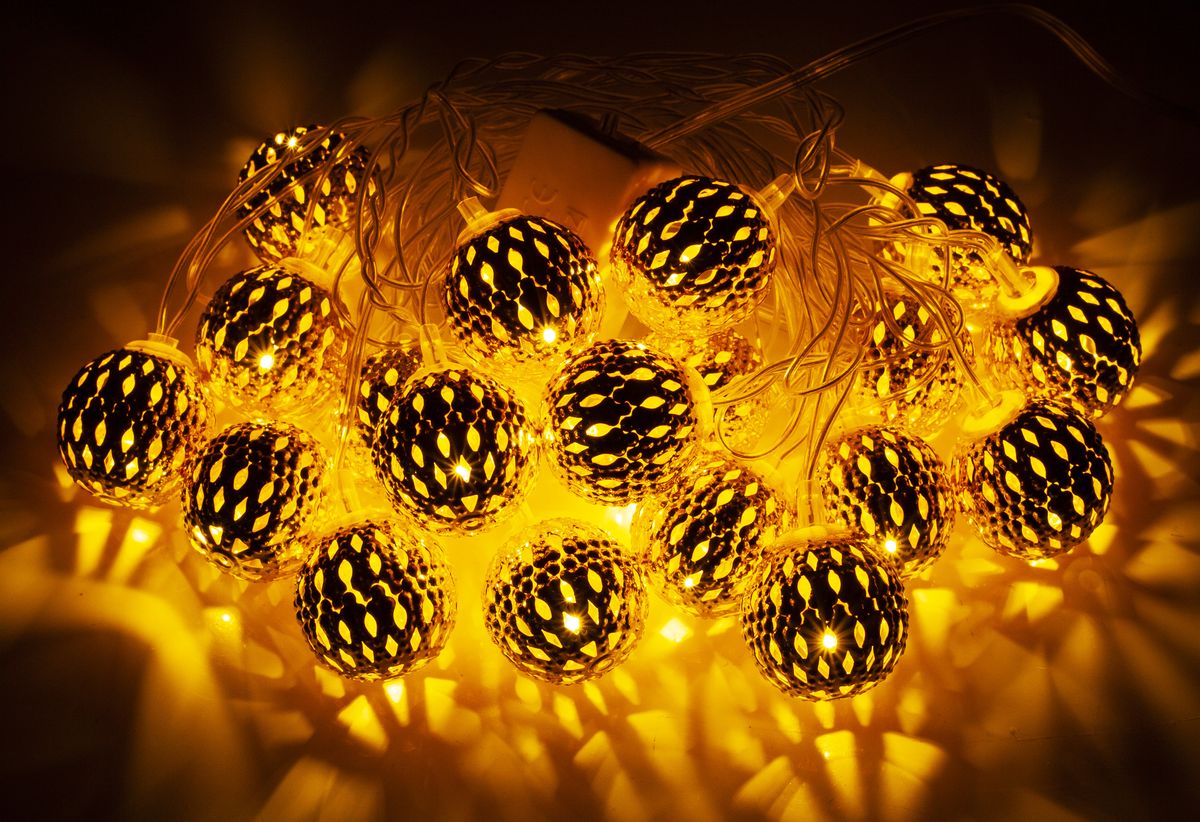 ЗОЛОТО 20 LED, "Сетка -ананас", 5м + переходник, теплый белый (1686-07)