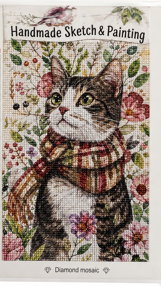 Алмазна мозаїка 15 х 25,7см Котик Без бренду (11118)