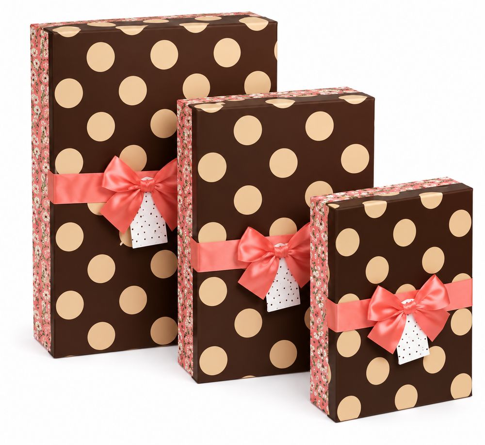 Подарункова коробка прямоутна, набір 3 шт, найбільша 37,5 × 26,5 × 10 см (BOX13-04247)