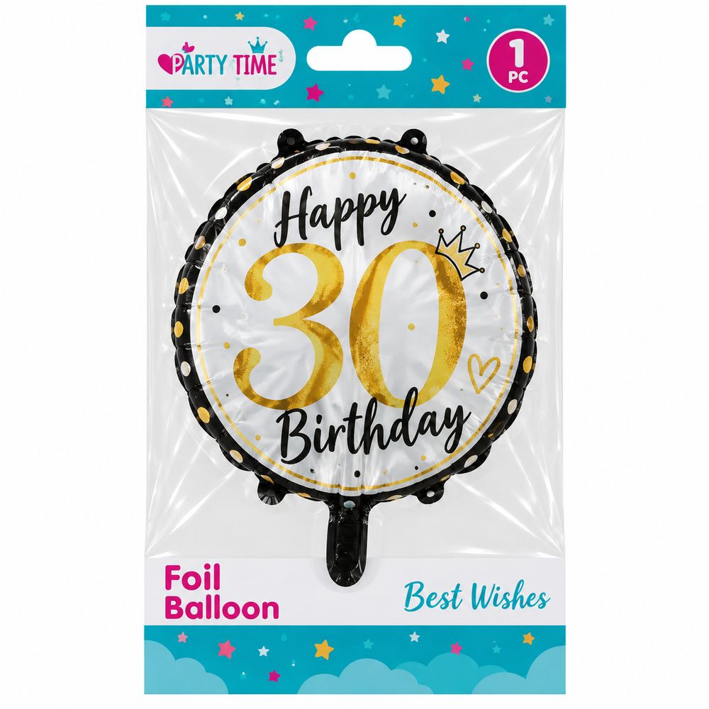 Кулька повітряна фольгована з цифрами Happy 30th Birthday (BP4096)